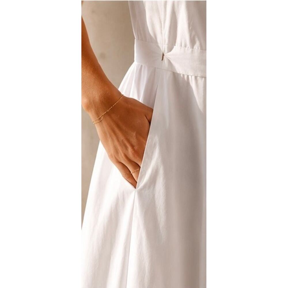 THE ROW Daria Scoop-neck Sleeveless Poplin Maxi Dress In White US4 - Picture 5 of 10